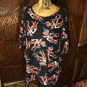LuLaRoe Black Tunic with Patriotic Print